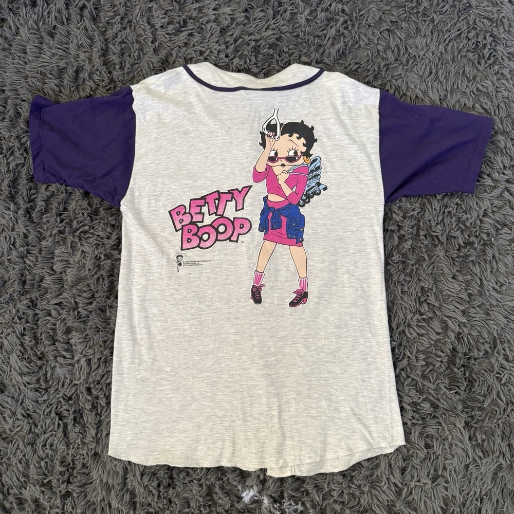VTG Betty Boop Baseball Style Jersey Men's Size Large Made In USA Rare